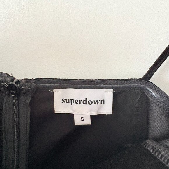 Superdown Revolve Erika Feather Velvet Mini Dress Black Size Small - Picture 8 of 9